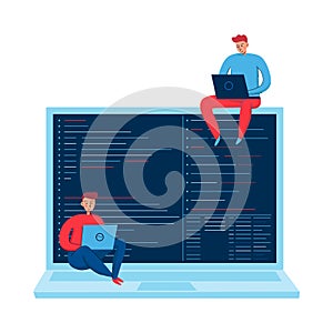 Programmers On Laptop Composition