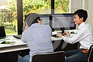 Programmers team working in a software developing.