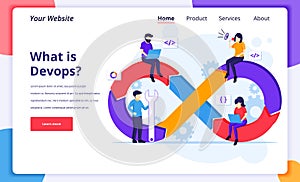 Programmers at work concept, software development with characters. Modern flat web page design for website and mobile website.