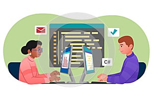 Programmers working in office