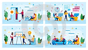 Programmers Working Process Vector Concepts Set