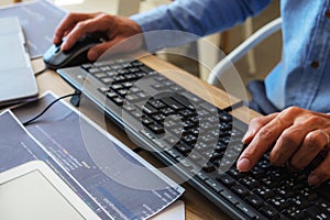 Programmers working in programming Programmer, developer and coding technology Website design, cybersecurity in the cyberspace