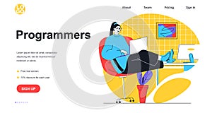 Programmers working web banner concept.