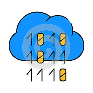 programming binary code cloud storage icon color illustration