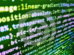 Programming code abstract background screen of software. Abstract screen of software. All code and text written and created