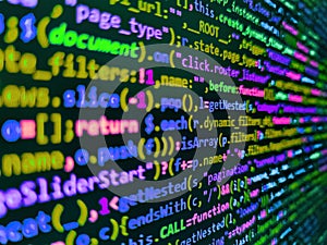 Programming code abstract background screen of software. Internet app development and design. Programming code abstract screen of