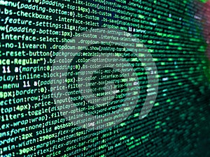 Programming code abstract screen of software developer. Developing programming binary code. Modern application Source abstract