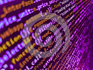 Programming code abstract screen of software developer. Python programming developer code. Developer working on program codes in
