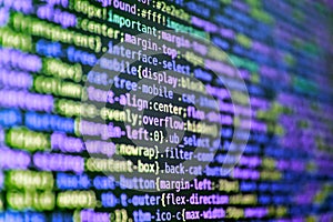 Programming code abstract screen of software developer. Script procedure creating. Program development concept. Abstract source