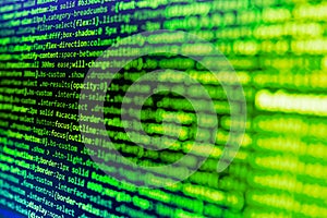 Programming code abstract screen of software developer. Developer working on websites codes in office. Digital technology on