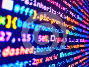 Programming code. Abstract technology background. Coding concept background. Coding in object oriented programming. Template of