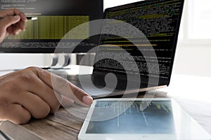 Programming code abstract technology background Developer programming and coding technology  software developer and Computer