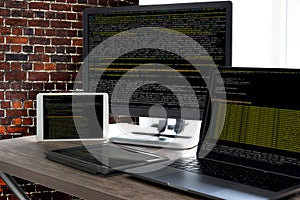 Programming code abstract technology background Developer programming and coding technology  software developer and Computer