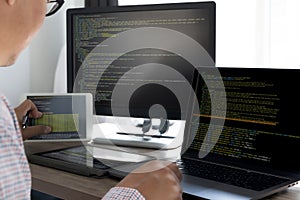 Programming code abstract technology background Developer programming and coding technology  software developer and Computer
