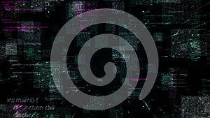 Programming code abstract technology background, seamless loop. Animation. Digital code lines on a black background.