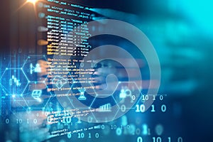 Programming code abstract technology background of software developer and Computer script