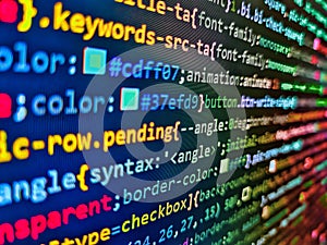 Programming code abstract technology background of software developer and Computer script. Ab. HTML code on the screen editor,