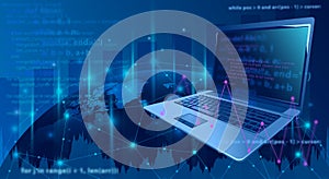 Programming code abstract technology background of software developer and Computer script