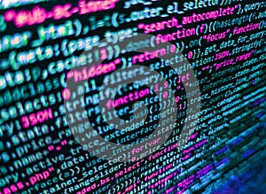 Programming code abstract technology background of software developer and Computer script. Code of javascript language on white