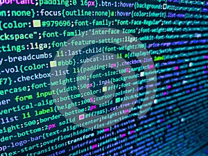 Programming code abstract technology background of software developer and Computer script. Laptop screen show abstract computer