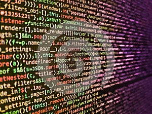 Programming code abstract technology background of software developer and Computer script. PHP development, software site code.
