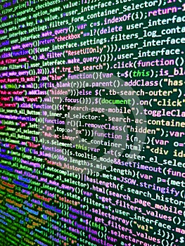 Programming code abstract technology background of software developer and Computer script. Shallow Depth of Field effect. Screen