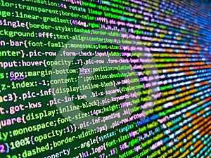 Programming code abstract technology background of software developer and Computer script. Programming text on dark screen. Admin