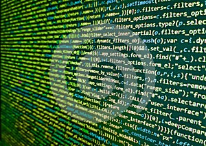 Programming code abstract technology background of software developer and Computer script. Developer working on software codes in