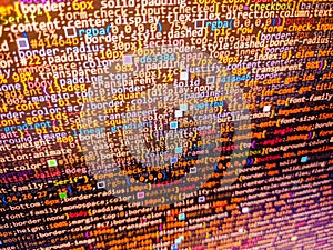 Programming code abstract technology. Big data concepts working in cyberspace environment. Programmer workplace. Programmer