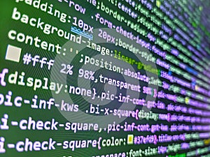 Programming code abstract technology. Modern digital data bits of technology, abstract background on monitor. Web site codes on