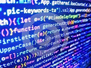 Programming code background. Programmer occupation j. Digital technology on display. Abstract technological background with digits