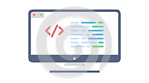 Programming Code on Computer Monitor Vector Illustration, vector design Generative AI