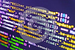 Programming code on computer screen.