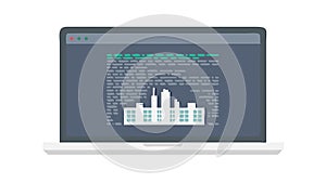 Programming Code and Data Analysis on Laptop Icon, vector design Generative AI