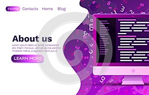 Programming code development, program software application, website banner. Vector