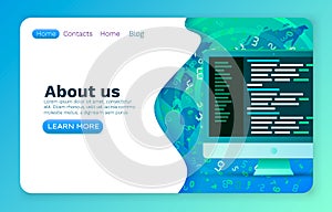 Programming code development, program software application, website banner. Vector