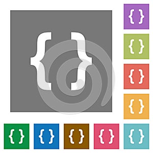 Programming code square flat icons
