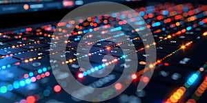 Programming Code Icons and Network Technology on Laptop Screen: A Closeup in Software Development