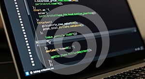 Programming Code on Laptop Screen with Cursor