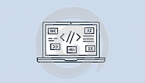 Programming Code on Laptop Screen Outline Icon