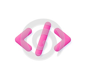 Programming code. Python or Java Api symbols. Programming and web development concept. 3d vector icon. Cartoon minimal style