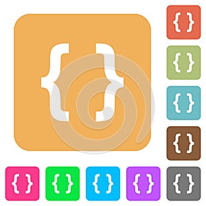 Programming code rounded square flat icons