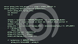 Programming code running down a computer screen terminal. Computer program code. 3d rendering