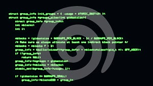 Programming code running down a computer screen terminal. 3d illustration