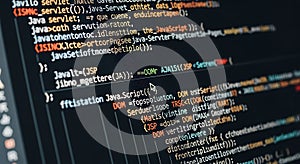 Programming code on screen with cursor visible