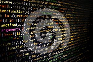 Programming code screen of software developer. Computer