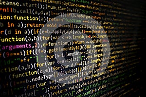 Programming code screen of software developer. Computer