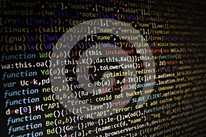 Programming code screen of software developer. Computer
