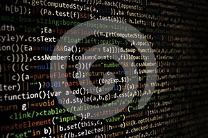Programming code screen of software developer. Computer