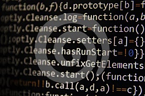 Programming code screen of software developer. Computer